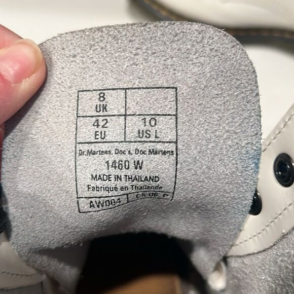Dr. Martens White 1460 W Smooth Leather Lace Up Boots - Picture 12 of 14